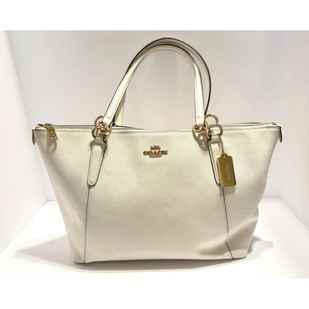 Coach Ava cross grain glitter leather zip top‎ EUC